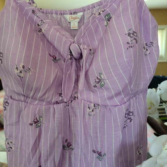 Lavender Stripe Floral Cottagecore Cami Blouse - Picture 3 of 6